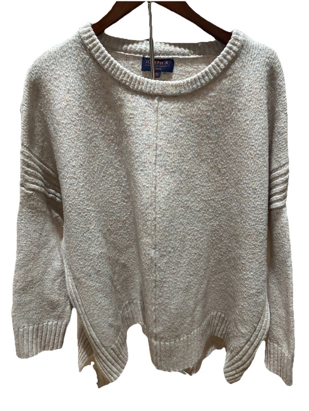 Joseph A Sweater Womens 2X Cream Textured Knit Pullover Cozy Plus